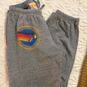 Aviator Nation Gray Sweatpants with Rainbow Logo